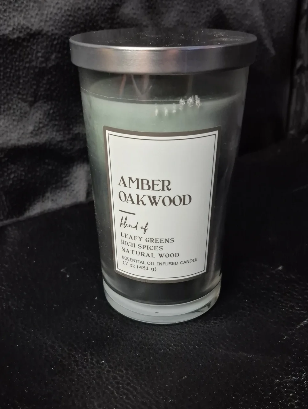 Amber Oakwood Glass Candle - New
